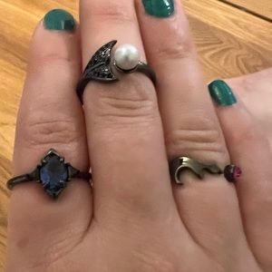 Set of 3 Fragrant Jewels Black Finish Rings